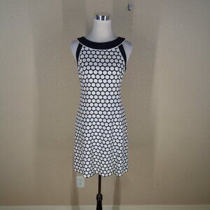 Ann Taylor Dress Women 6 Blue Polka Dot Sheath Silk Lined Sleeveless